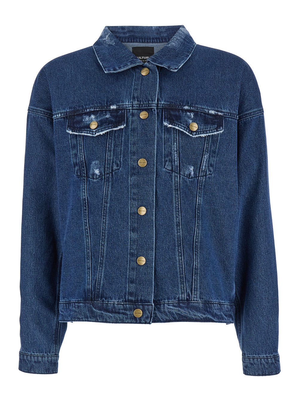 Blue Jacket with Branded Buttons in Denim Man Blu Outerwear