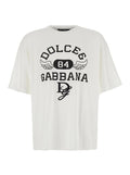 White Oversize T-Shirt with Maxi Logo on the Front in Cotton Man Tshirts And Polo Shirts