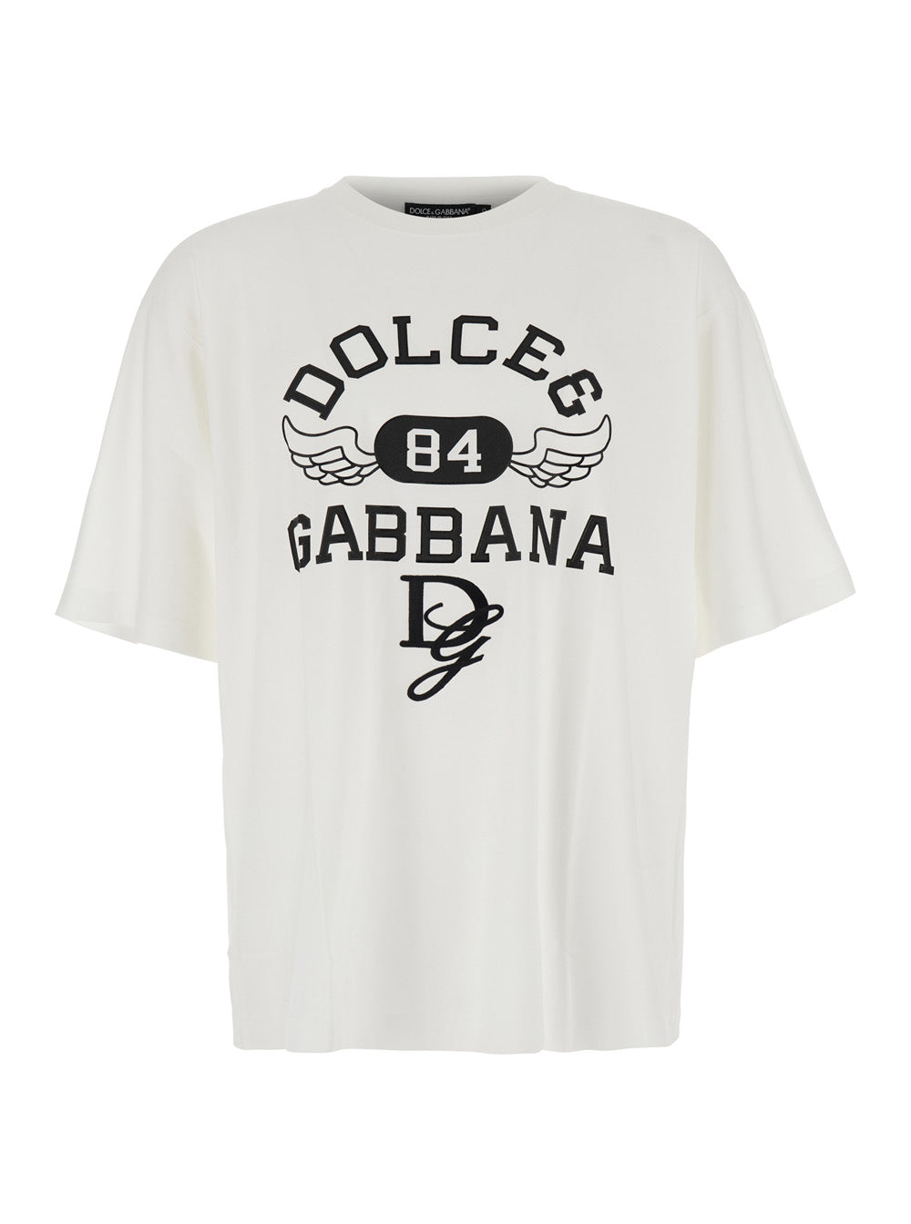 White Oversize T-Shirt with Maxi Logo on the Front in Cotton Man Tshirts And Polo Shirts