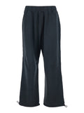 Black Pants with Elastic Waist and Drawstring Hem in Tech Fabric Man Nylon Trousers