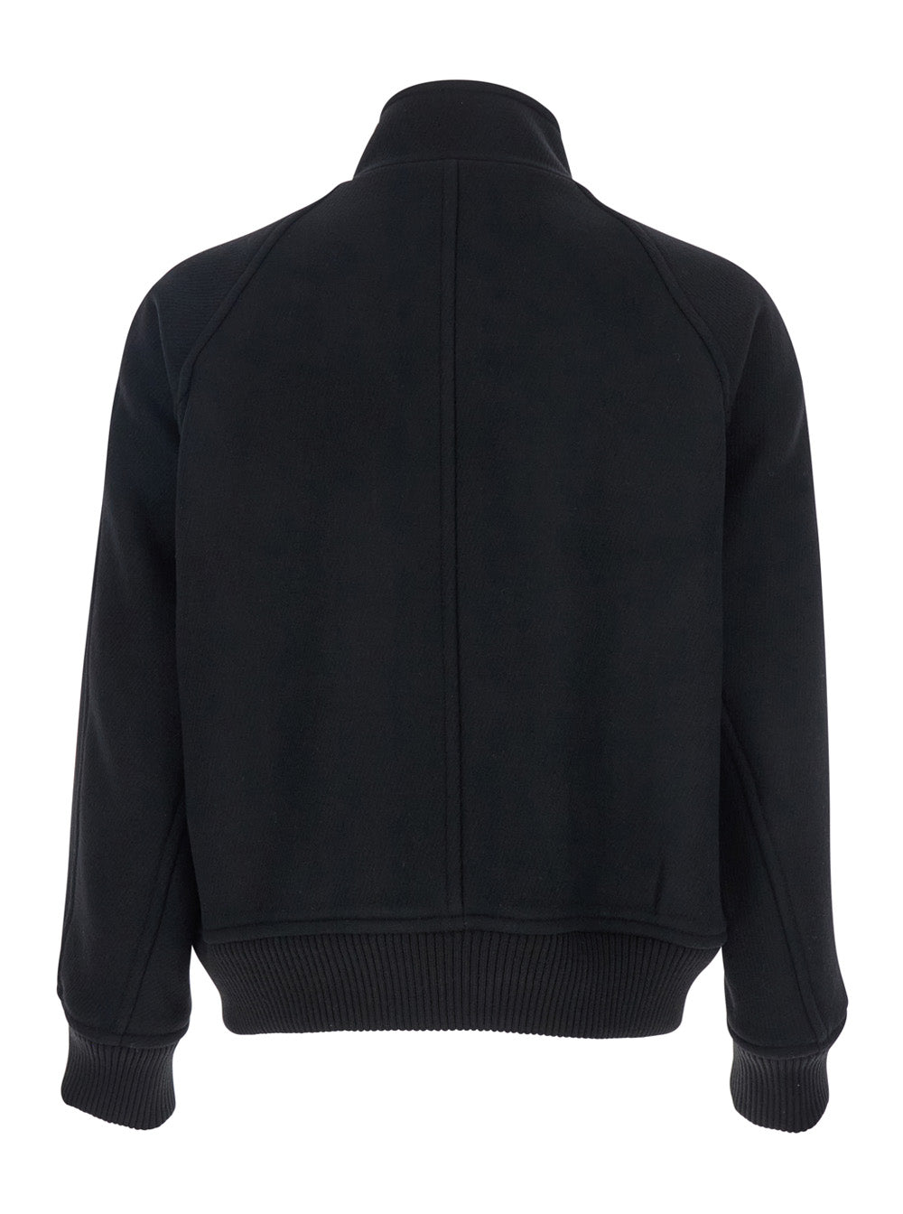 Regards Black Jacket with Front Zip Closure in Wool Blend Man Nylon Outerwear
