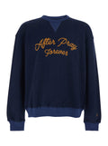 Forever Blue Sweatshirt with Logo Lettering on the Front and Dropped Shoulders in Cotton Man Blu Sweatshirts