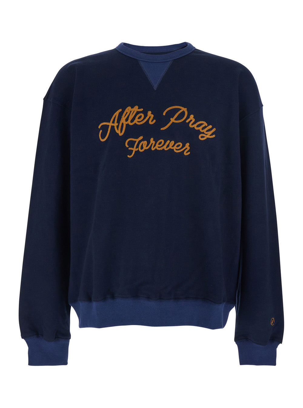 Forever Blue Sweatshirt with Logo Lettering on the Front and Dropped Shoulders in Cotton Man Blu Sweatshirts