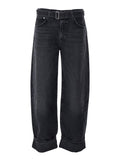 Arcane Grey Jeans with Belt and Turn-Up Hem in Denim Woman Regenerative Cotton