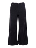 Keira Brown Pants with Belt Loops and Wide Leg in Corduroy Woman Cotton Lyocell Trousers
