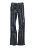Black Pants with Belt Loops in Leather Blend Woman Trousers
