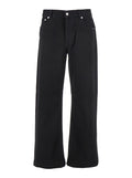 Black Jeans with Belt Loops and Logo Patch on the Rear in Denim Man Cotton