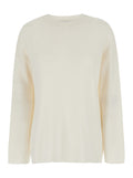 White Relaxed Crewneck Sweater in Cashmere Woman Jersey