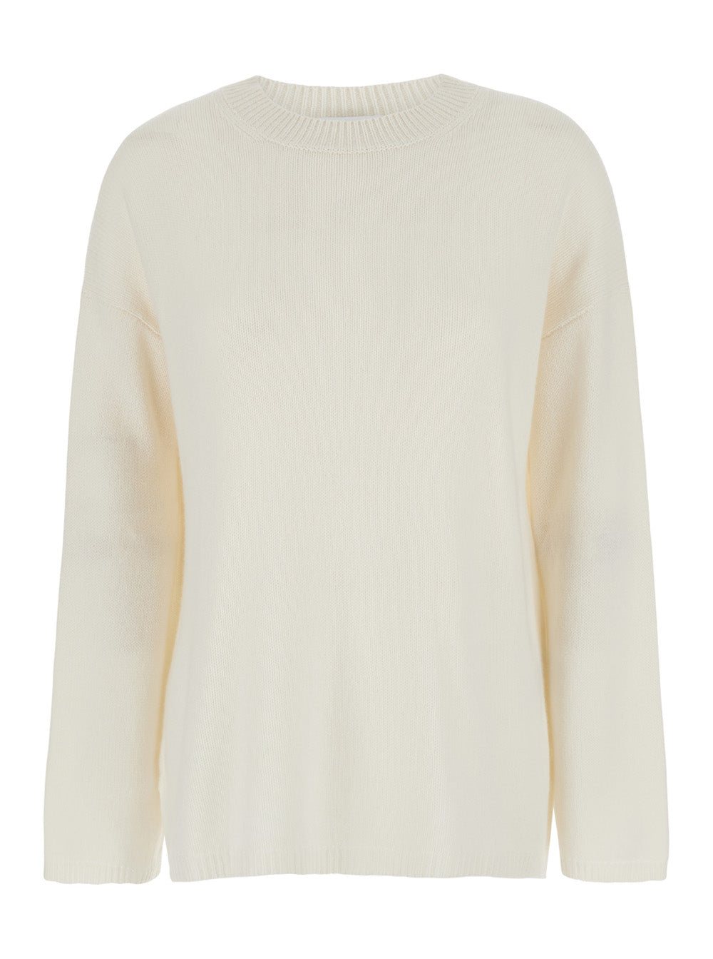 White Relaxed Crewneck Sweater in Cashmere Woman Jersey