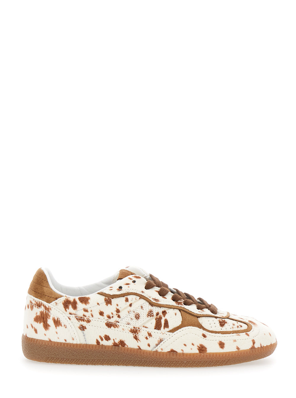 Tb.490 Brown Low Top Sneakers with Embossed Logo on the Side and Perforated Details in Leather Woman Cow