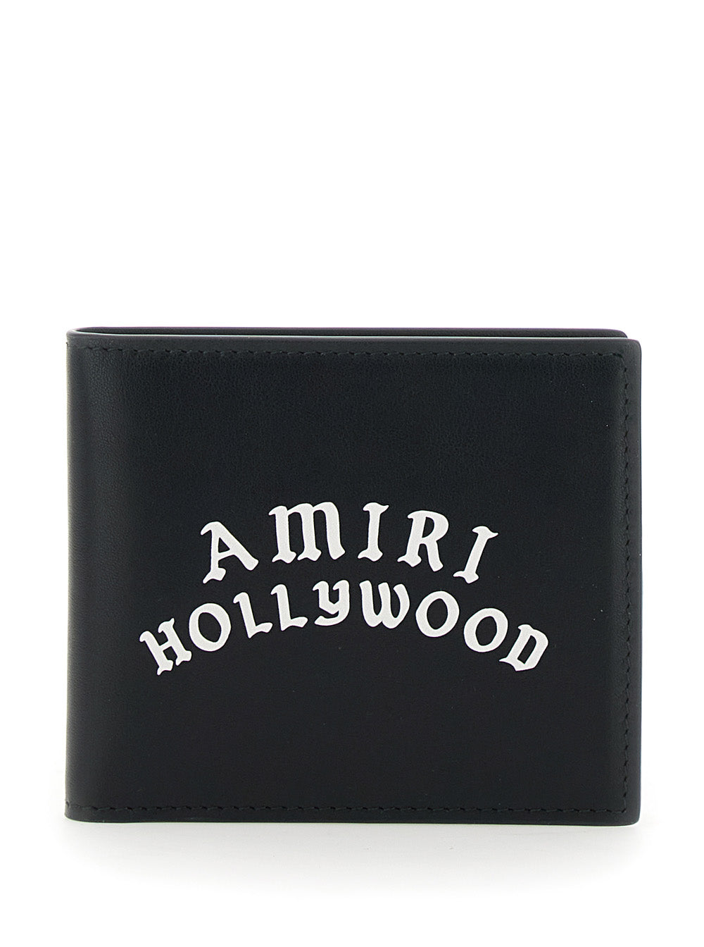 Bi-Fold Wallwt with Logo Lettering on the Front in Leather Man Black Bovine Products