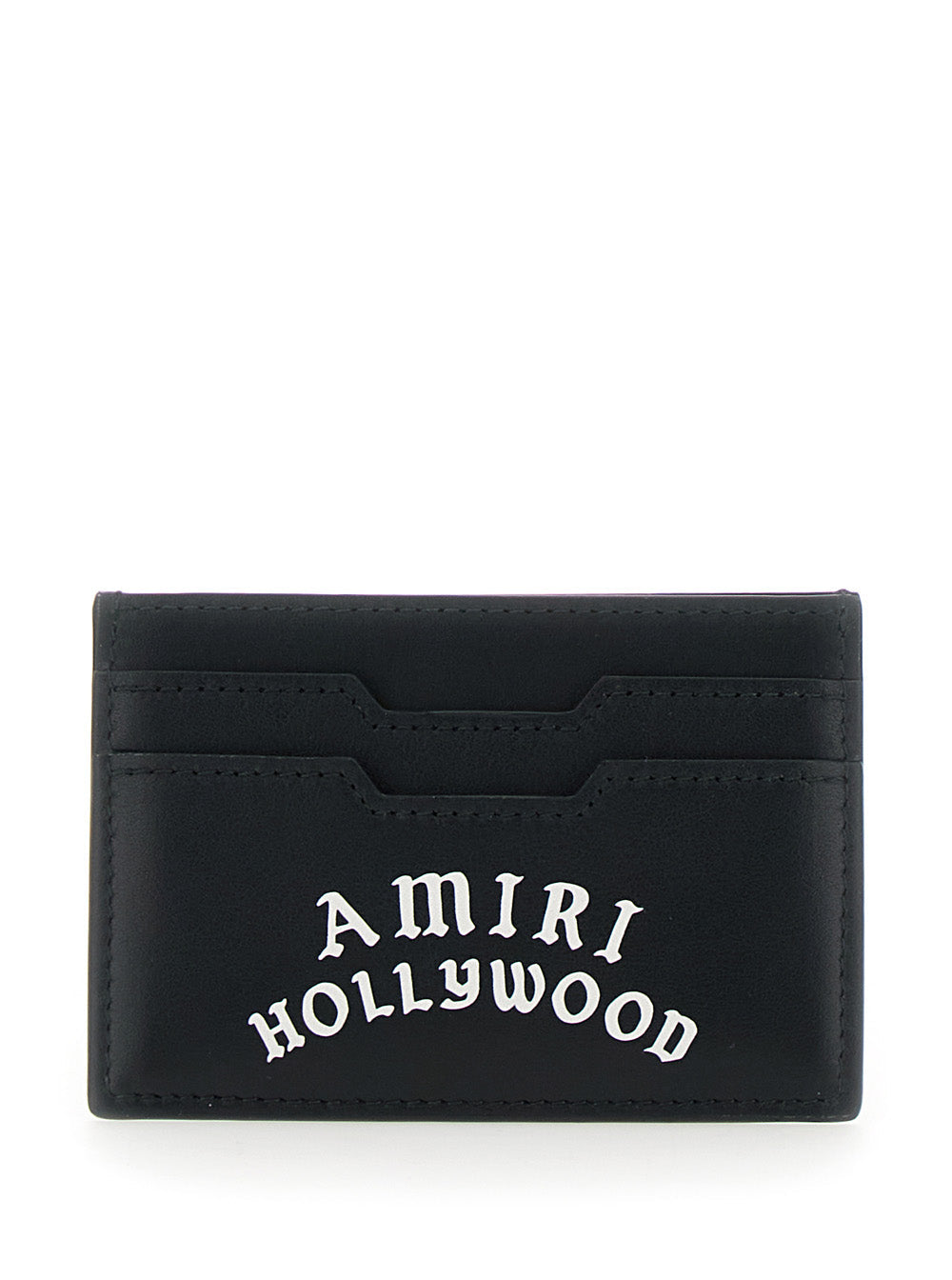 Black Card Holder with Logo Lettering on the Front and Embossed Rear in Leather Man Bovine Products