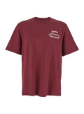 Bordeaux Crewneck T-Shirt with Logo Lettering on the Front and Maxi Print Rear in Cotton Man Tshirts Polo Shirts