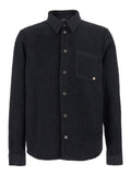 Black Shirt with Classic Collar and Logo Plaque on the Front in Fabric Man Blouses