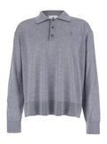 Grey Polo Shirt with Classic Collar and ADC Embroidery on the Front in Wool Silk Blend Man Tshirts