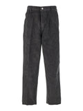 Brown Trousers with Back Logo Patch in Velvet Man Grey Cotton