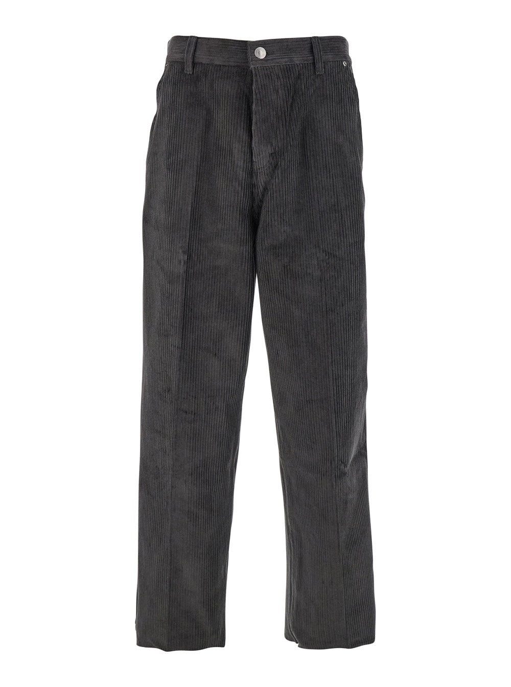 Brown Trousers with Back Logo Patch in Velvet Man Grey Cotton