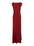 Mara Red Long Dress with Draped Neckline in Acetate Blend Woman Viscose