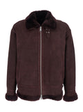 Sano Bordeaux Shearling Jacket with Belt Detail and Fur Trims in Suede Woman Lamb Furs