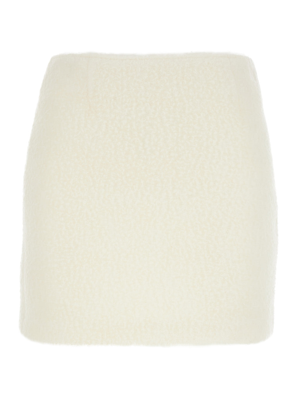White Mini Skirt With Hidden Side Closure Fabric Woman