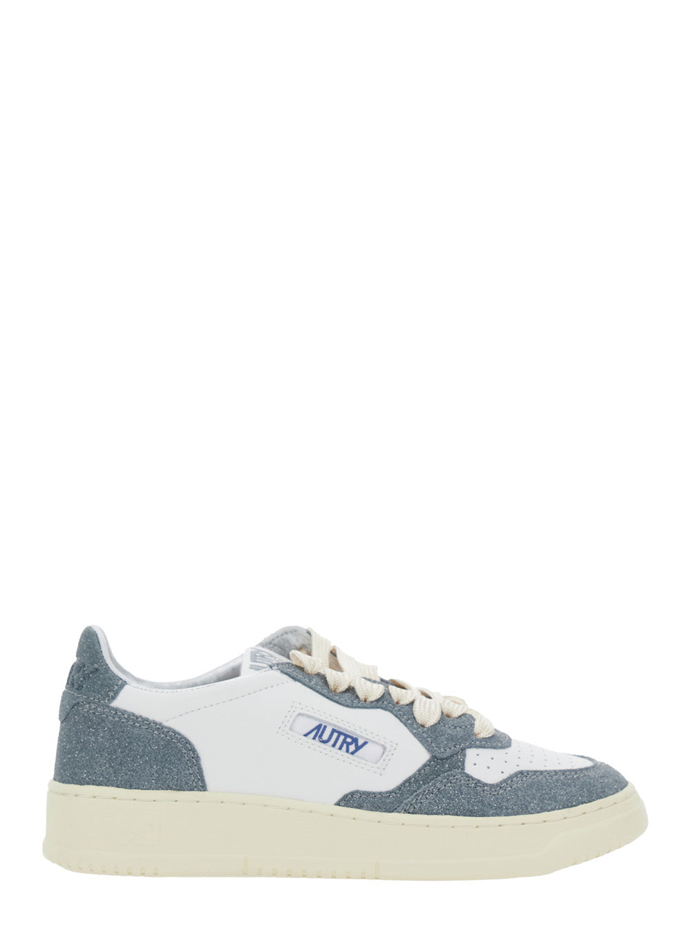 Medalist Blue Low Top Sneakers with Logo Detail in Leather and Suede Woman Blu Cow Calf