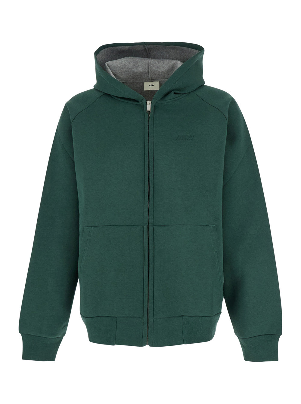 Green Hoodie with Dropped Shoulders in Neoprene Man Sweatshirts