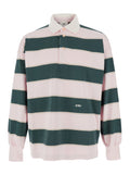 Pink Polo Shirt with Classic Collar and All-Over Striped Motif in Cotton Man Tshirts