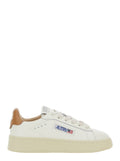 Dallas White Low Top Sneakers with Logo Patch on the Tongue and Contrasting Heel in Leather Boy Cow