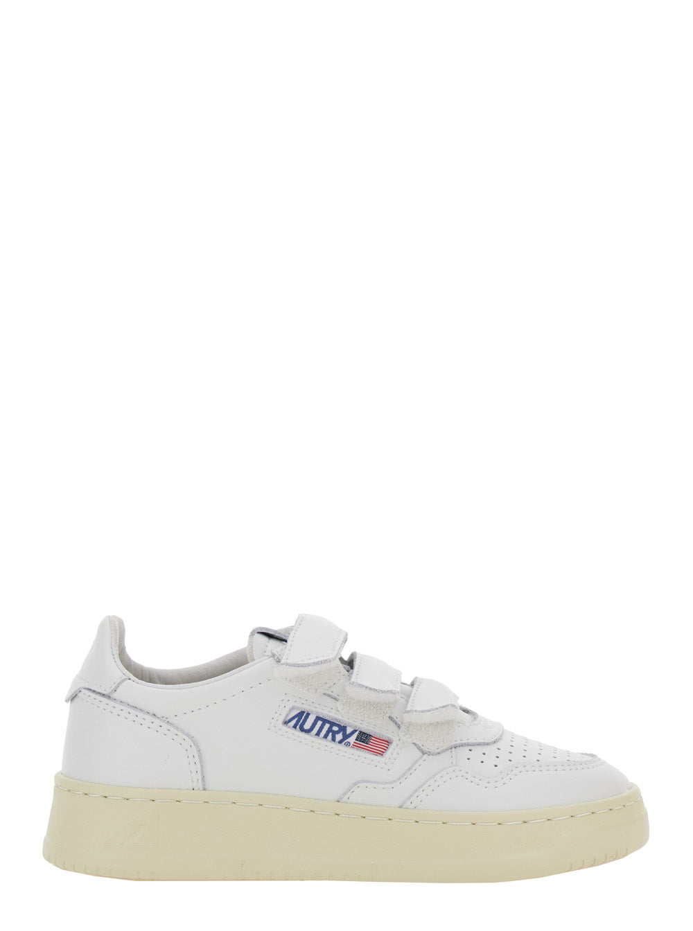 Kidstripes White Low Top Sneakers with Logo Patch on Tongue and Side in Leather Boy Cow