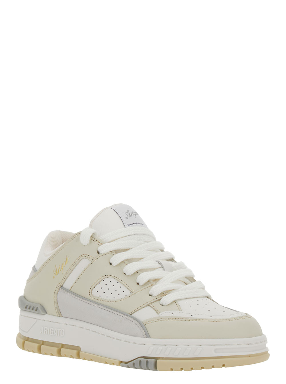 Area Lo White and Beige Sneakers with Logo Detail in Leather Blend Woman Recycled Polyester