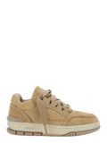 Area Lo Beige Low Top Sneakers with Logo Patch on the Tongue and Chunky Sole in Leather Blend Woman Suede