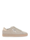 Clean 90 Grey Low Top Sneakers With Logo Embroidery On The Side Leather Woman