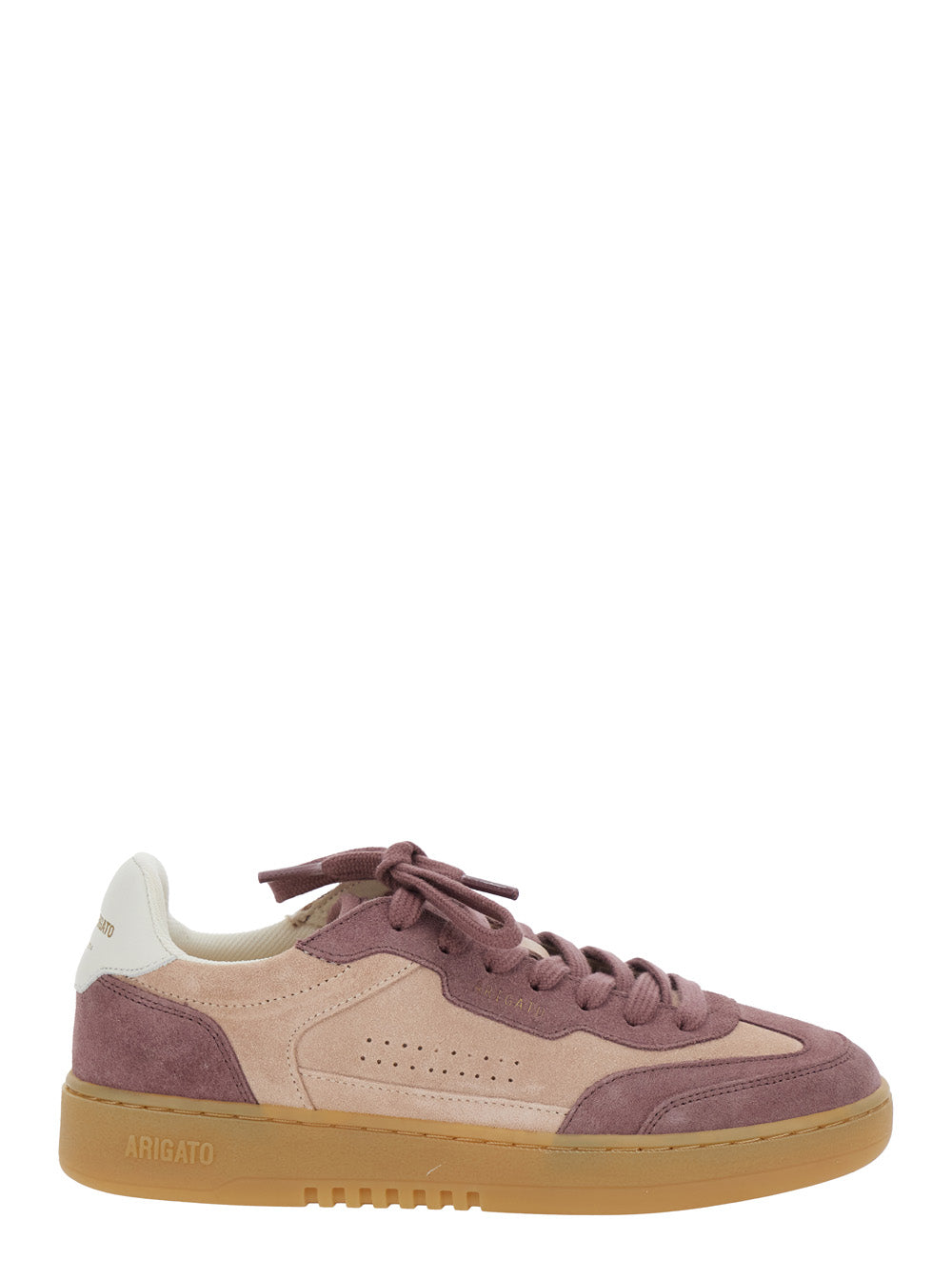 Dice T-Toe Pink Low Top Sneakers with Contrasting Heel Logo Lettering in Suede Woman Leather