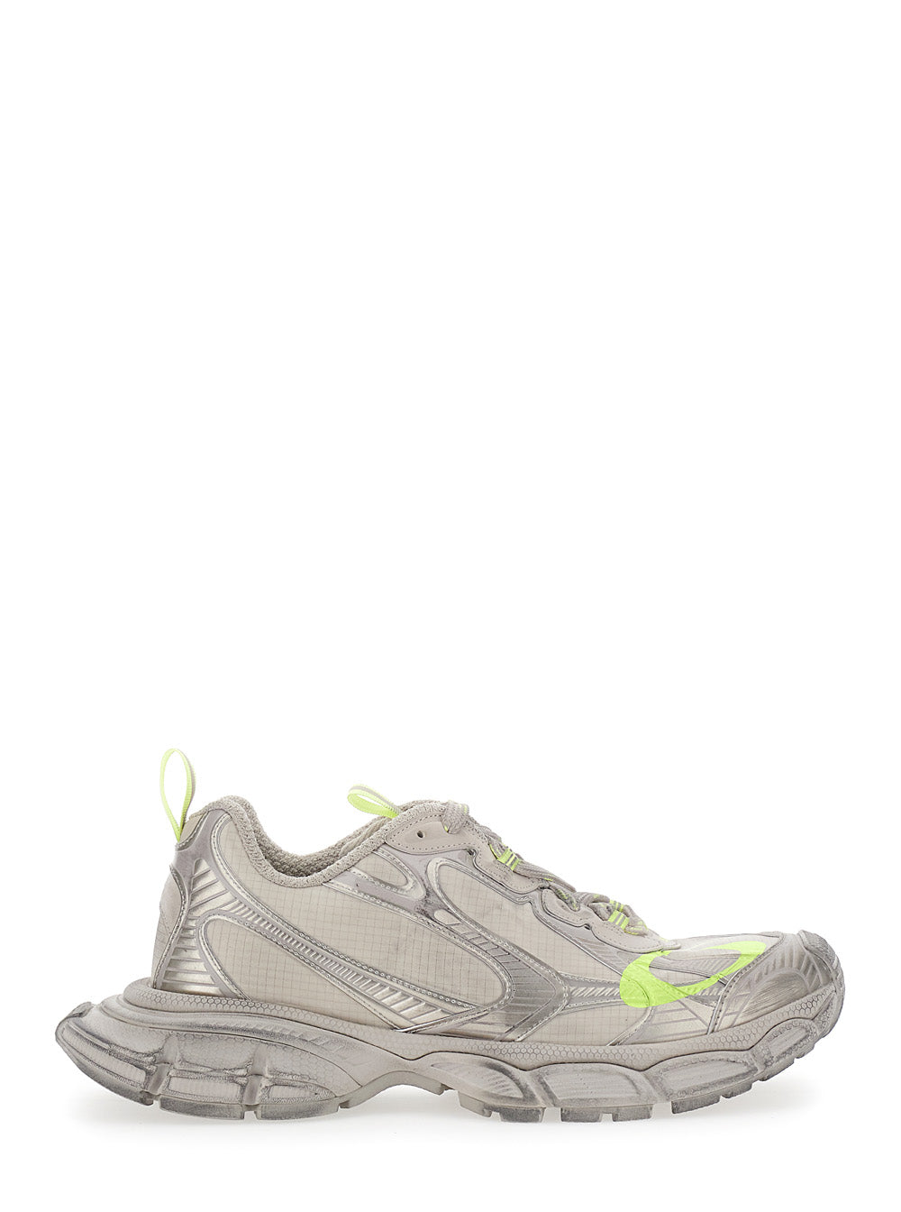 3XL Beige Low Top Sneakers with Logo Detail in Tech Fabric Man Grey Polyurethane Polyester