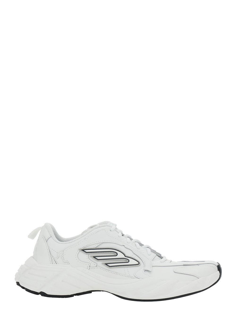 Monday White Low Top Sneakers with Logo Detail and Embossed Size on the Rear in Leather Fabric Man Bovine Polyester