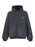 Grey Sweatshirt with Fixed Hood and Logo Detail on the Front in Cotton Man Sweatshirts