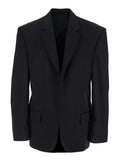 Black Single-Breasted Jacket with Notched Revers in Wool Man Blazers