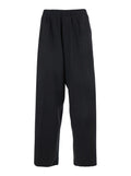 Black Pants with Elastic Waist in Wool Man Trousers