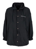 Black Jacket with Logo Lettering on the Front and Patch Elbow in Tech Fabric Man Polyester Outerwear