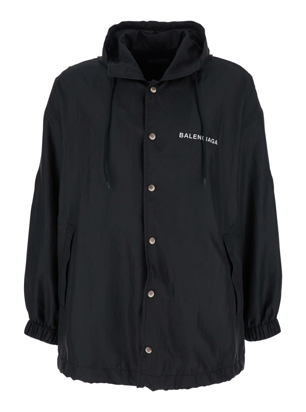 Black Jacket with Logo Lettering on the Front and Patch Elbow in Tech Fabric Man Polyester Outerwear