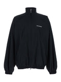 Black High Neck Sweatshirt with Logo Lettering on Front and Rear in Tech Fabric Man Polyester Sweatshirts