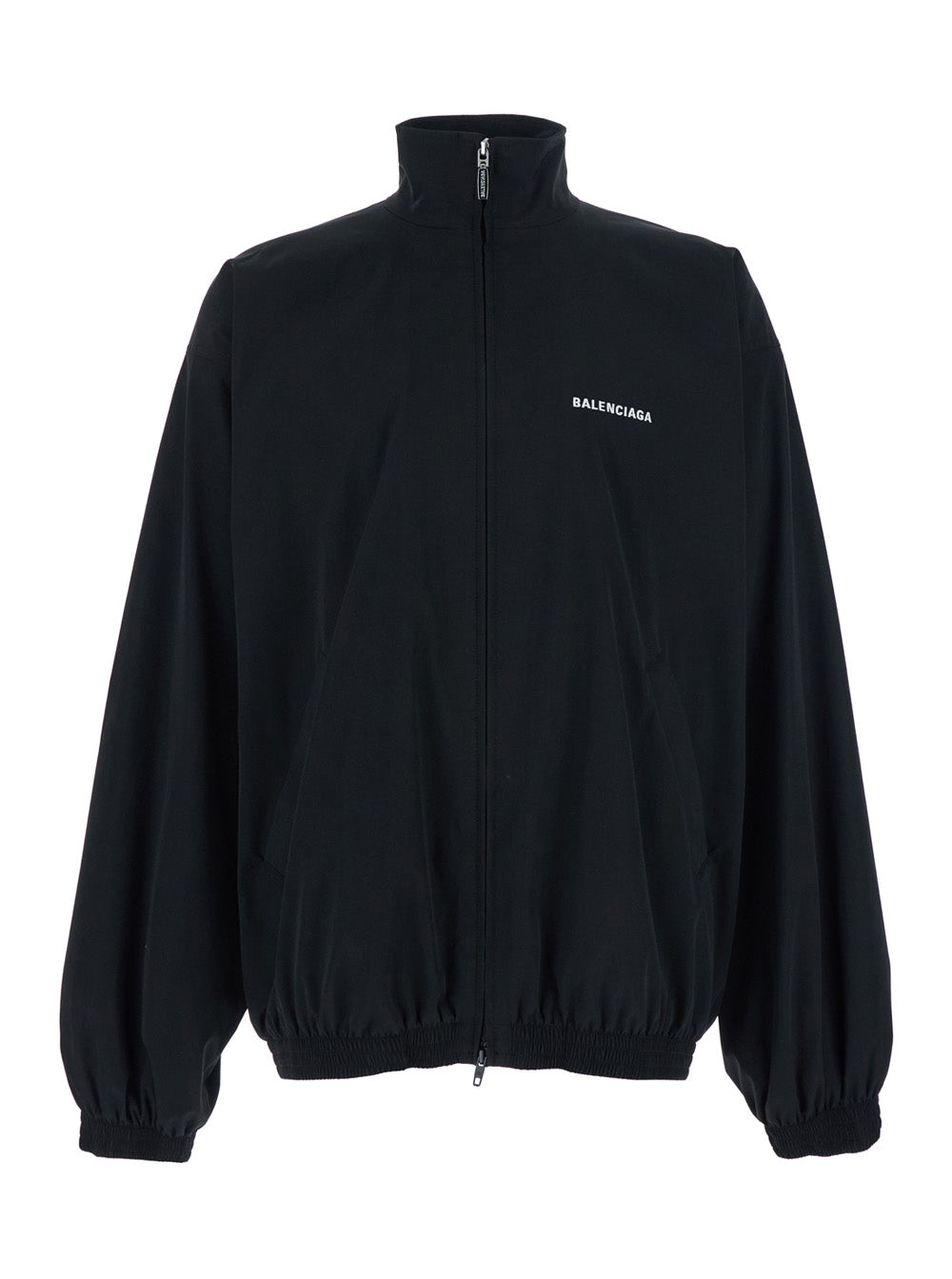 Black High Neck Sweatshirt with Logo Lettering on Front and Rear in Tech Fabric Man Polyester Sweatshirts