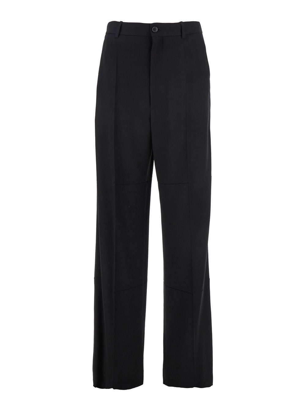 Black Pants with Belt Loops in Wool Blend Man Viscose Trousers