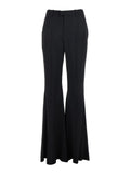 Black Pants with Belt Loops and Flared Leg in Viscose Woman Trousers