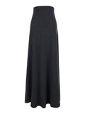 Grey Flared Skirt With Pleated Details And Elastic Ribbed Waist Wool Woman
