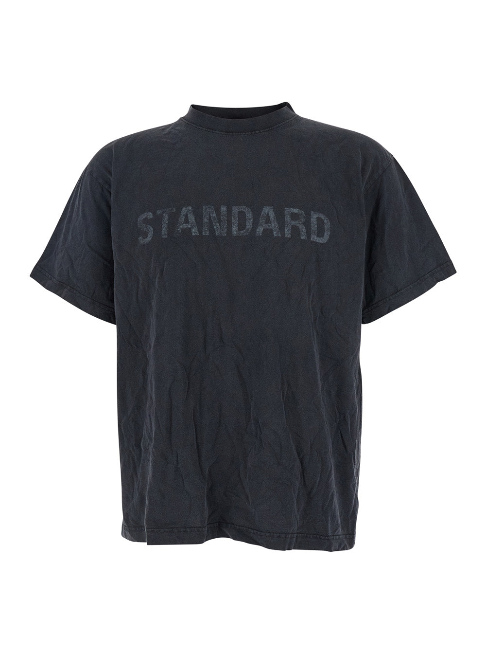 Black Crewneck T-Shirt with Logo Print on the Front in Cotton Man Tshirts And Polo Shirts