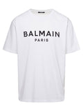 White Crewneck T-Shirt with Contrasting Logo Lettering Print in Cotton Man Organic Tshirts And Polo Shirts
