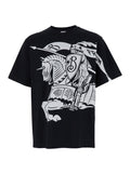 Black T-Shirt with Contrasting Equestrian Knight Print in Cotton Man Tshirts And Polo Shirts