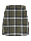 Green Skirt With All-Over Check Motif And Side Pockets Virgin Wool Woman