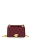 Bordeaux Quilted Crossbody Bag with EKD Plaque on the Front and Chain-Link Shoulder Strap in Leather Woman Calf